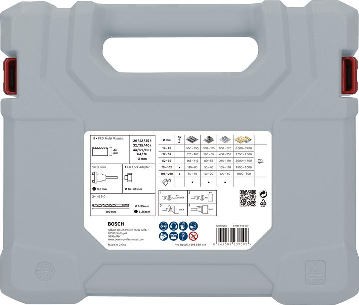 Produktbild Bosch Professional Zubehör PRO Multi Material Lochsäge Q-Lock Halter-Set, 15-tlg.