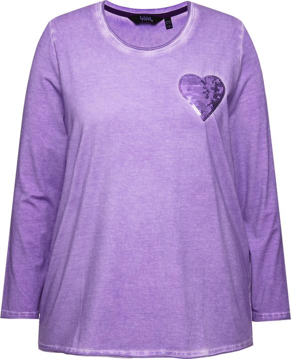 Actual product image Ulla Popken Cold Dyed Sequined Heart Long Sleeve Tee (46, 48)
