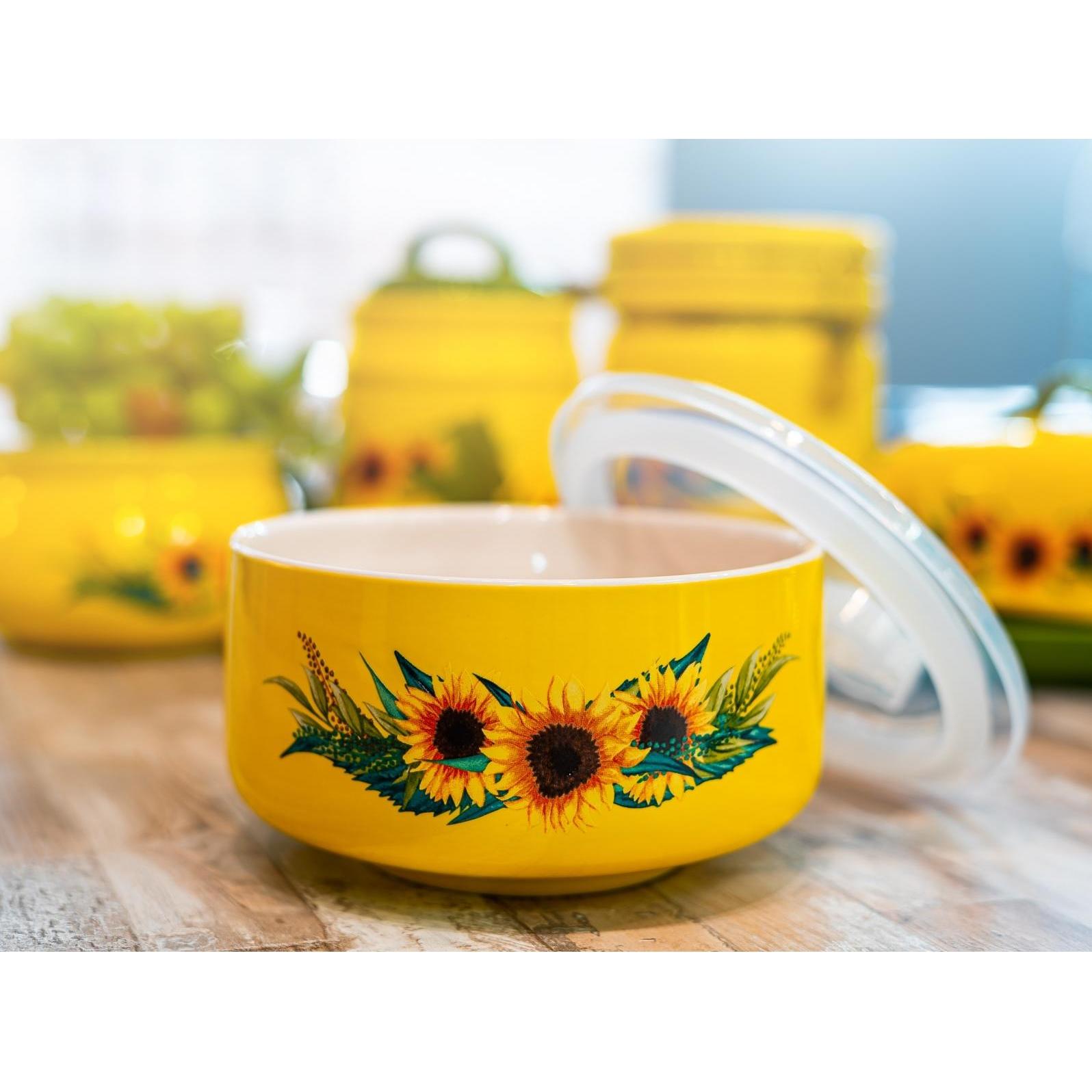 Thumbnail - neuetischkultur Mikrowellen Keramik Schüssel 900 ml Sonnenblume, Vorratsbehälter, Gelb