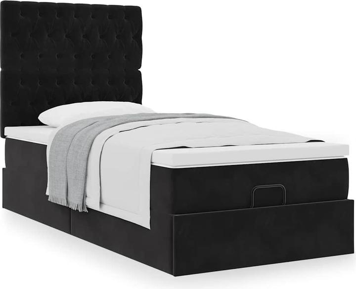 Actual product image VidaXL Ottoman bed with mattresses black 120x200 cm velvet bed frame (120 x 200 cm)