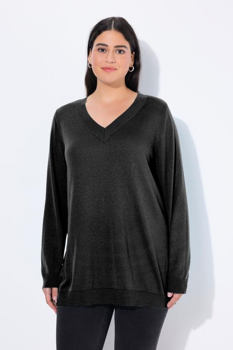 Produktbild Ulla Popken Pullover, V-Ausschnitt, Langarm, weicher Feinstrick (42, 44)