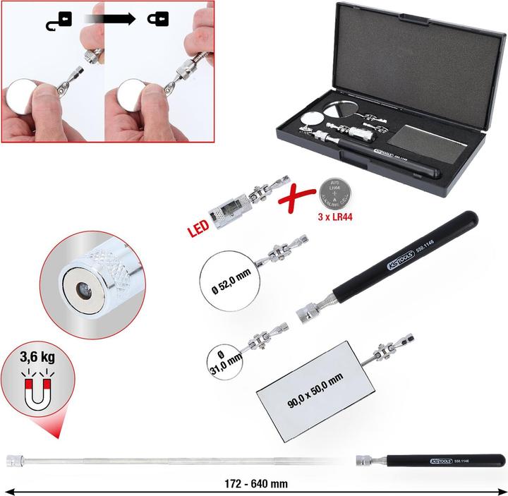 Immagine prodotto KS Tools Flexibler Inspektions-Spiegel-Satz, 5-tlg