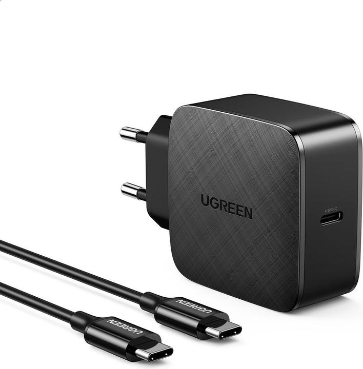 Produktbild Ugreen Wall charger CD217, 65W, USB-C (black) + USB-C to USB-C cable, 2m (black) (65 W, 1 Port)