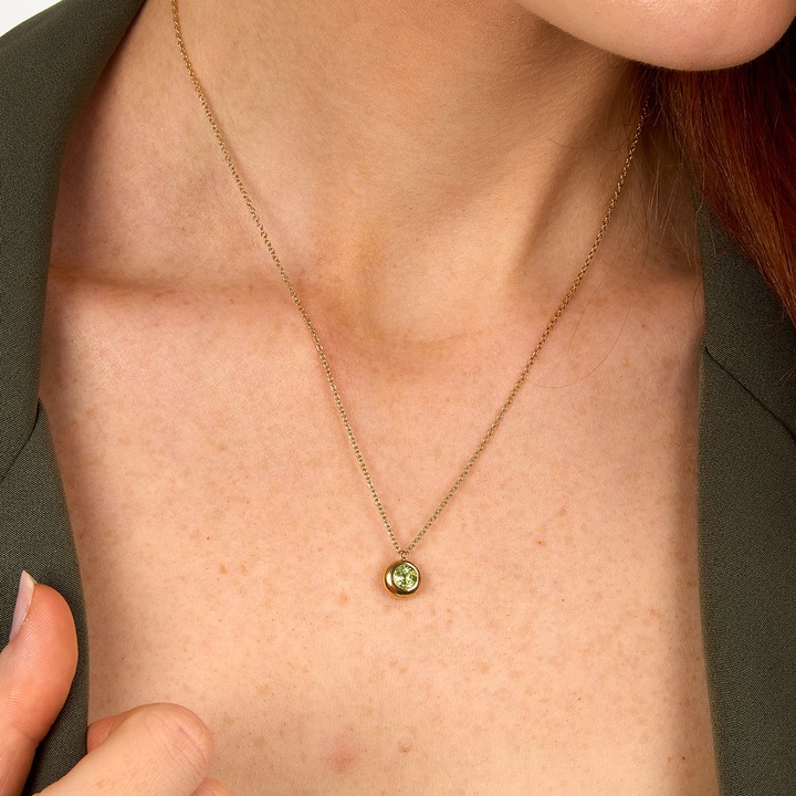 Actual product image Morellato - Charming Gold Plated Necklace with Semipreziose Peridot SAXN05 (Silver 925)
