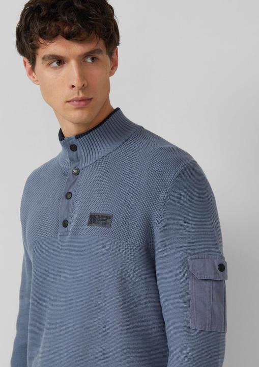 Produktbild s.Oliver Strickpullover Strickpullover aus Baumwolle mit Troyer-Kragen und Strukturmix (M)