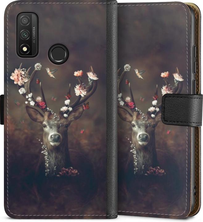 Produktbild DeinDesign Tasche für Huawei P Smart (2020) Handy Flip Case Wallet Cover Handytasche Leder Blumen Rehe (Huawei P Smart (2020))