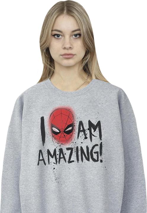 Actual product image Womens/Ladies Spider-Man I Am Amazing Sweatshirt (XXL)
