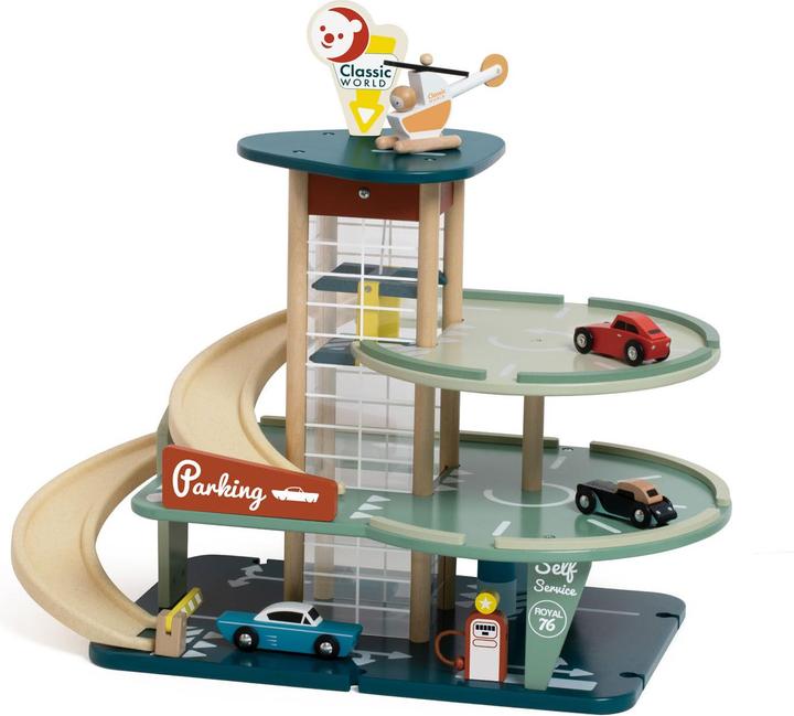 Image du produit Classic World Garage en bois vintage avec voitures