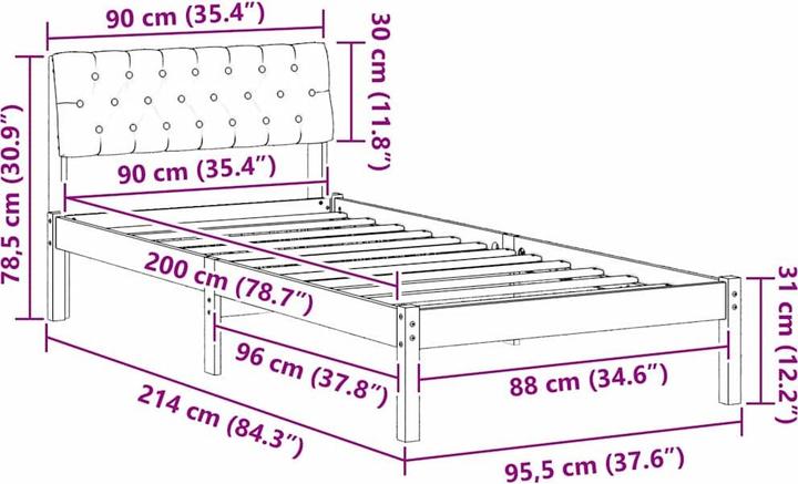 Image du produit vidaXL Plattformbettgestell (90 x 200 cm)