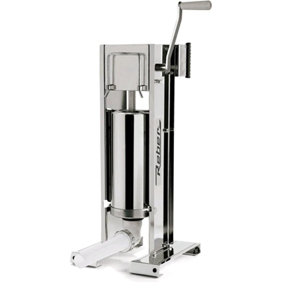 Reber V Inox Professioneller manueller Wurstfüller5 Kg, Fleischwolf, Silber