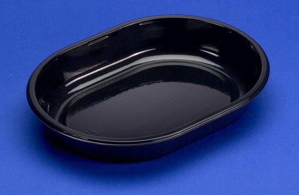 Plus Pack Piatto per microonde a 1 cavità ovale nero PP 1000ml 240pz/vetro - (240 pz.)