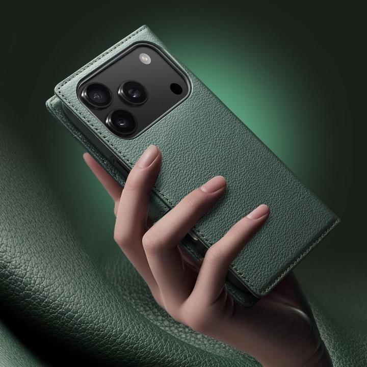 Image du produit QiAlino Coque Flip Luxury magnetic 2 en 1 MagSafe wallet cuir véritable (Apple iPhone 17 Pro)