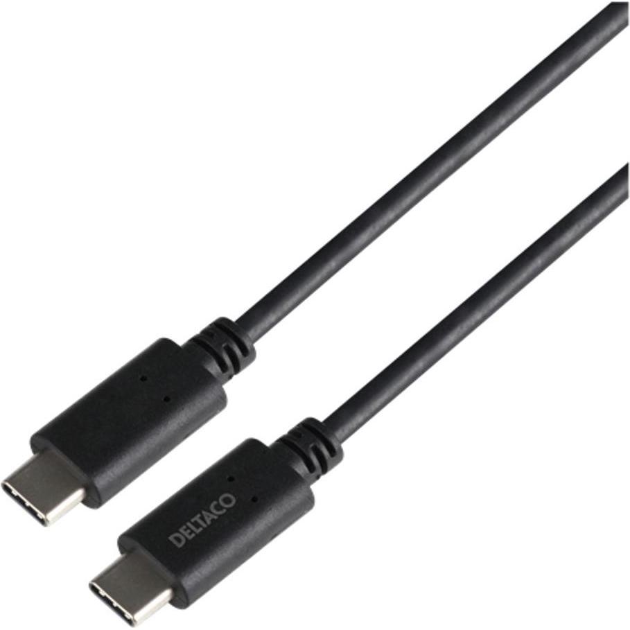 Deltaco USB3.2 gen1, USB-C - USB-C, 5A EPR, 1m, black - USB 3.0 - USB Typ C (1 m, USB 3.2 Gen 2), USB Kabel