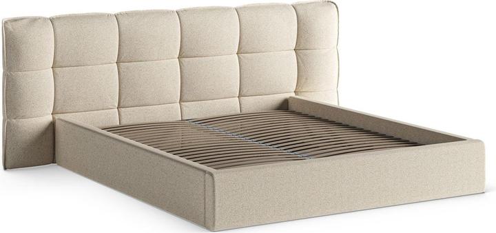 Actual product image Micadoni Storage Bed With Headboard, "Eric", Light Beige Melange, 225x250x104 Made in Europe (160 x 200 cm)