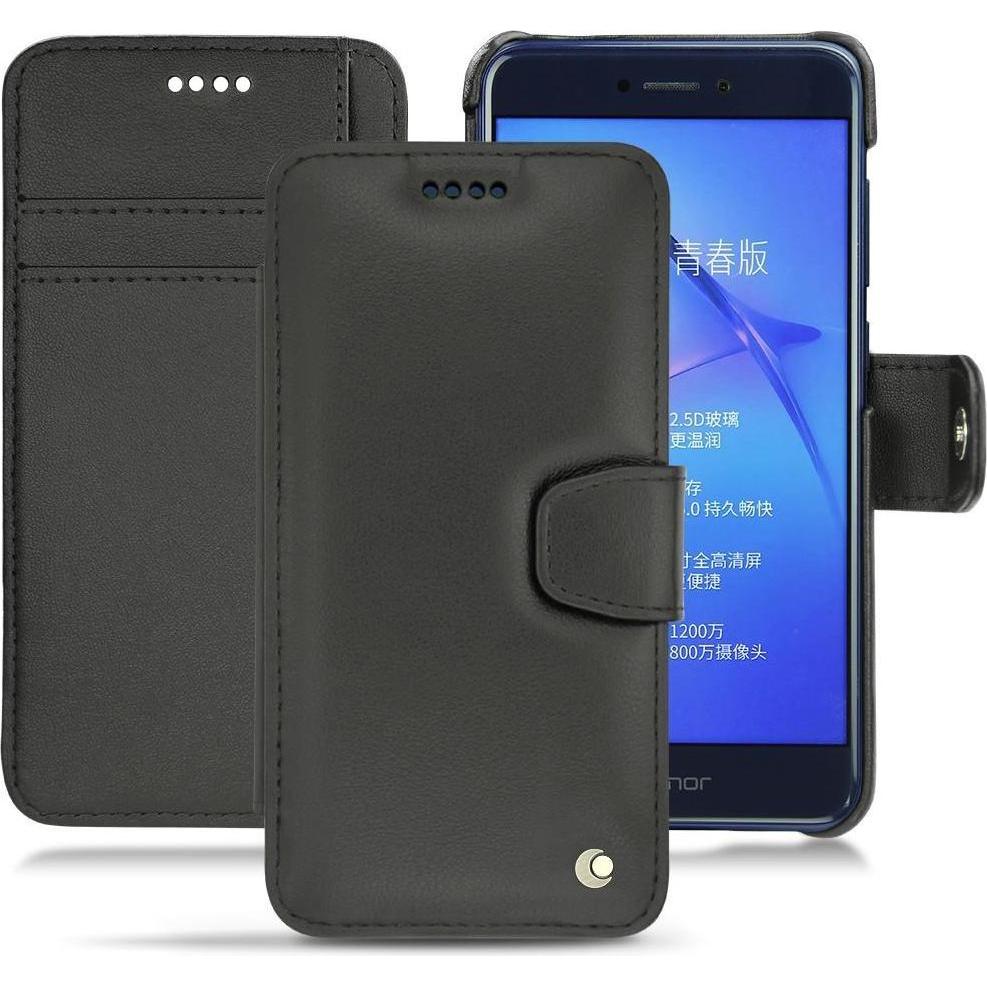 Noreve Lederschutzhülle Wallet (Huawei P8 Lite (2017)), Smartphone Hülle, Schwarz