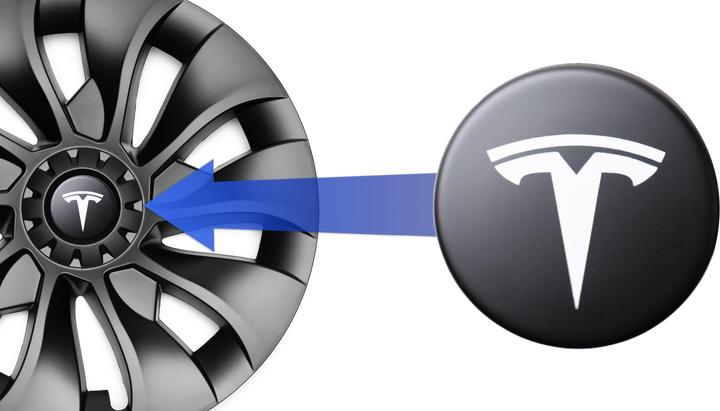 Actual product image Made4EV Logos (4x) für Radkappen des Tesla Model 3/Y