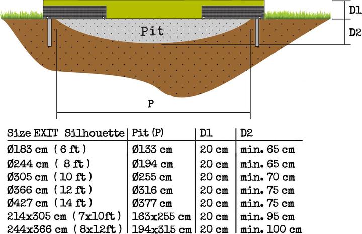Actual product image Exit Silhouette Ground Rect with safety net (244 cm)