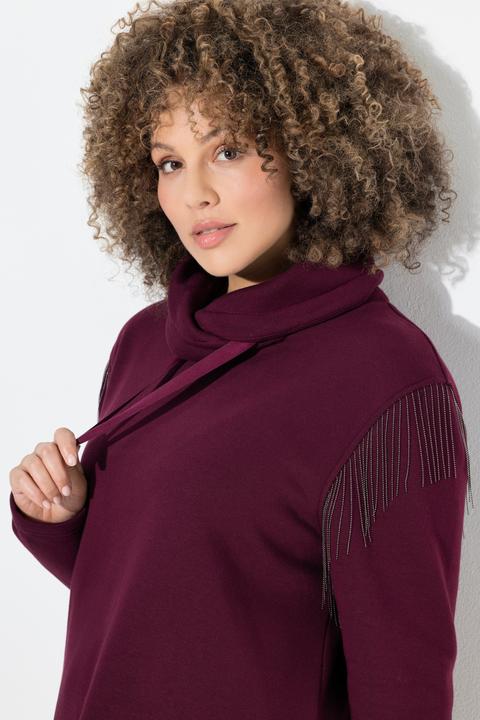 Produktbild Ulla Popken Sweatshirt, Kettenfransen, Stehkragen, Langarm (56)