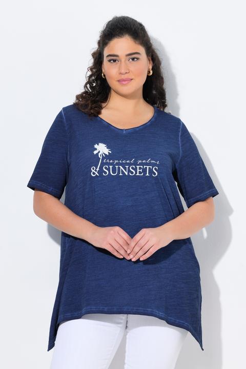 Produktbild Ulla Popken T-Shirt, cold dyed, A-Linie, V-Ausschnitt, Halbarm (58)