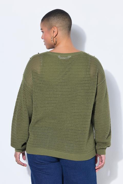 Produktbild Studio Untold Pullover, Boxy Shape, Lochstrick, Zierperlen, Langarm (42, 44)