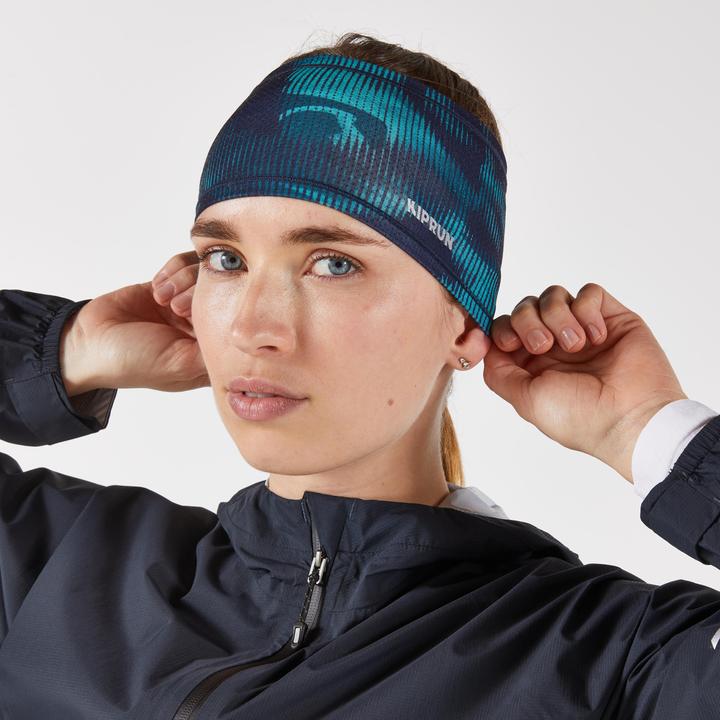 Produktbild Kiprun Warm+ V2 Adult Warm Running Headband - Blue and Green Graphics