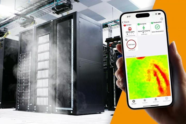 Immagine prodotto Kentix MultiSensor KMS-TI-90-B-BLE mit Ethernet (PoE) und Thermal Image (90° Optik), schwarz