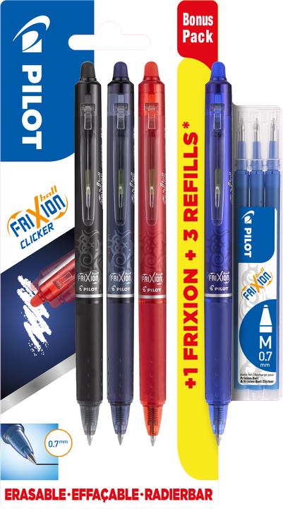 Pilot FriXion Clicker (Noir, Bleu, Rouge)