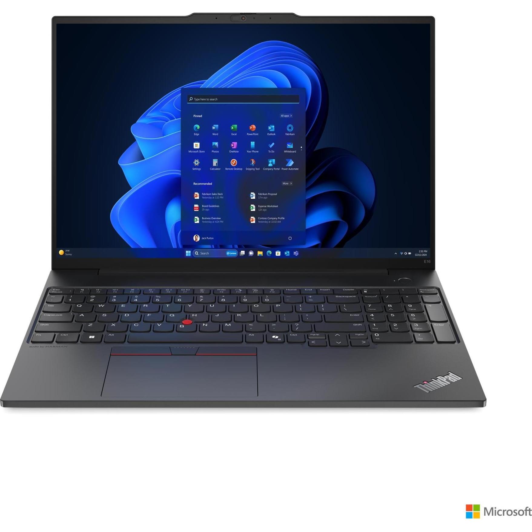 Lenovo ThinkPad E16 Gen 2 (16", Intel Core Ultra 7 155H, 32 GB, 1000 GB, DE), Notebook, Schwarz