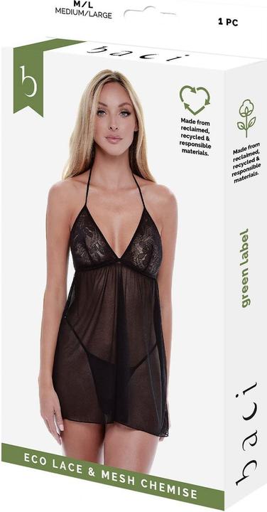 Produktbild Baci XGEN Eco Lace And Mesh Chemise - Seductive Black Lace and Mesh Lingerie - Size S/M (UK Size 8-10) (S, M)