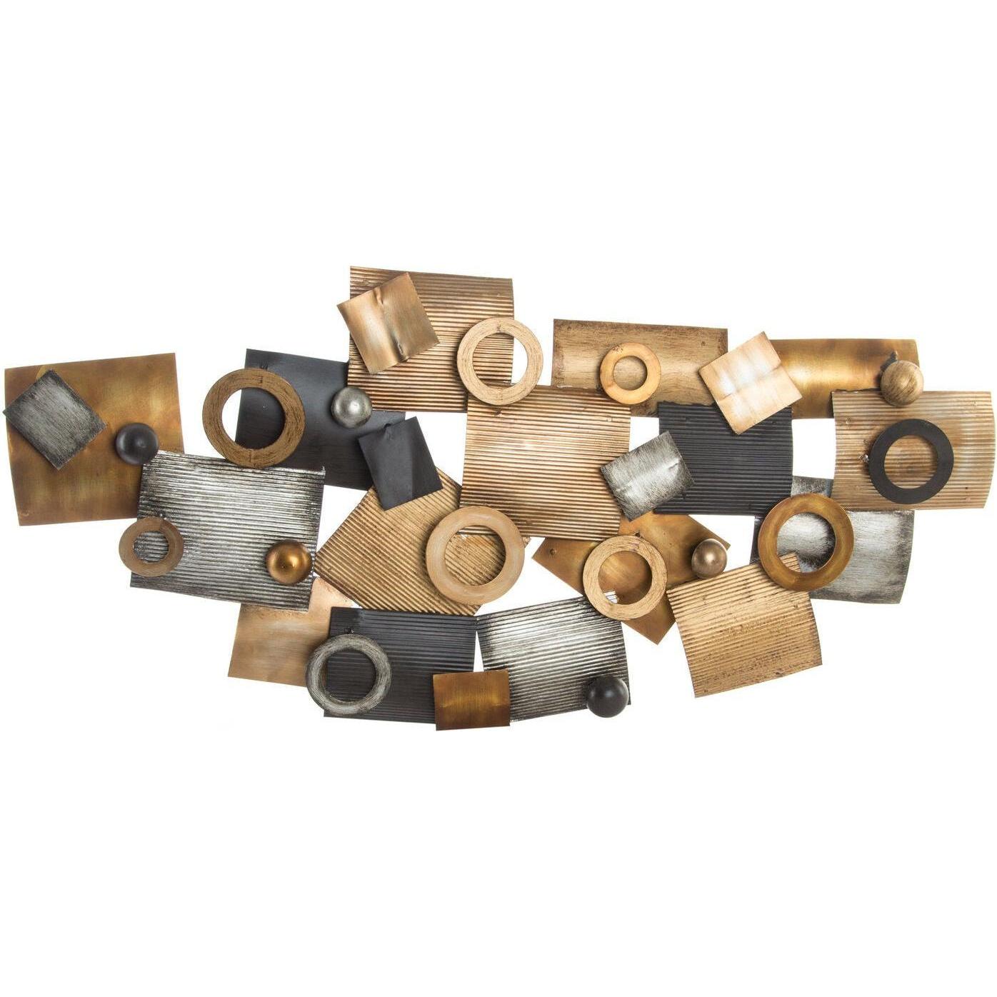 DKD Home Decor, Decorazione murale, Wall Decoration Abstract Grey Metal Copper Modern Circles (109 x 7 x 53 cm)