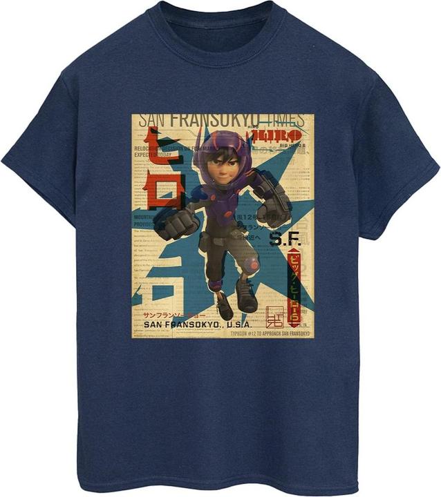 Actual product image Disney Womens/Ladies Big Hero 6 Baymax Hiro Newspaper Cotton Boyfriend T-Shirt (S)