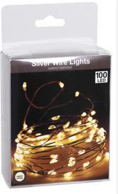 Produktbild Koopman Silberdraht 100 LED, Warmweiss, Batteriebetrieben (100 -teilig)