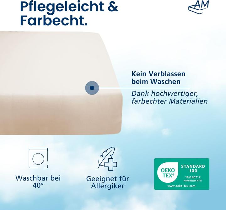 Actual product image AM Qualitätsmatratzen Premium Spannbettlaken für Matratze, Baumwolle (200gsm) (160 x 190 cm)