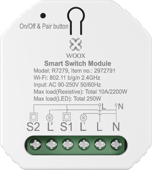 Produktbild Woox WiFi Smart Switch R7279, 230 V, 10A, 2300W Weiss (Rolladenaktor)