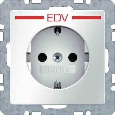 Productafbeelding Berker SCHUKO wandcontactdoos met opdruk Q.1/Q.3 poolwit, fluweel