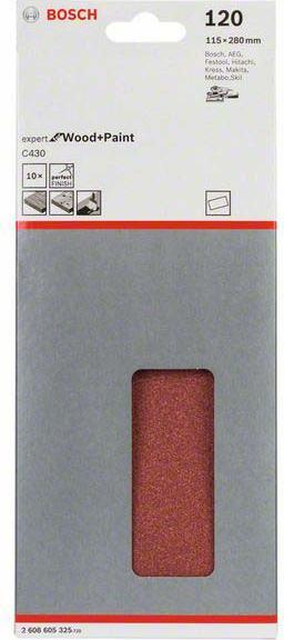 Actual product image Bosch Professional Zubehör Sanding sheet C430, 115 x 280 mm, 120, unperforated, tensioned, pack of 10 (120)