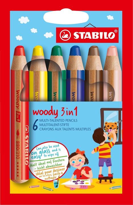 Produktbild STABILO woody 3 in 1 Buntstift (Mehrfarbig, 6 x)