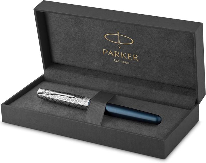 Produktbild Parker Füller Sonnet Premium Metal & C.C. 18K sw F (Blue, Metallic, 1x)