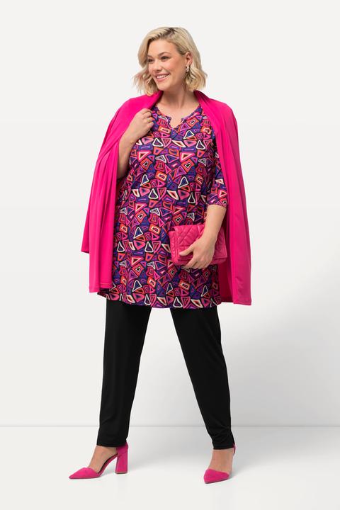 Actual product image Ulla Popken Matte Jersey Graphic Print Swing Vented Tunic (54)