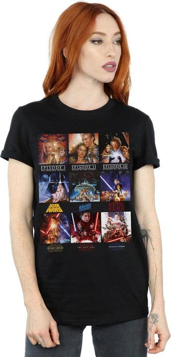 Actual product image Star Wars Womens/Ladies Poster Saga Cotton Boyfriend T-Shirt (4XL)