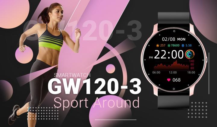 Produktbild Giewont GW120-3 Roségold-Schwarze Smartwatch