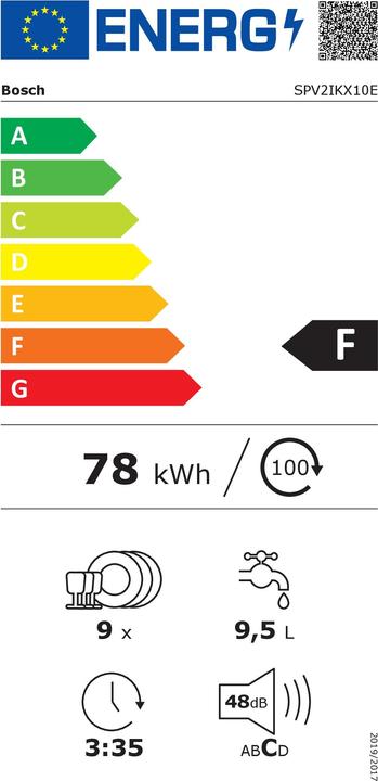 Energy Label Bosch Hausgeräte SPV2IKX10E