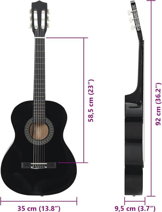 Image du produit vidaXL Gitarrenset (Guitare classique, Bois de tilleul, Nylon, plastique dur)