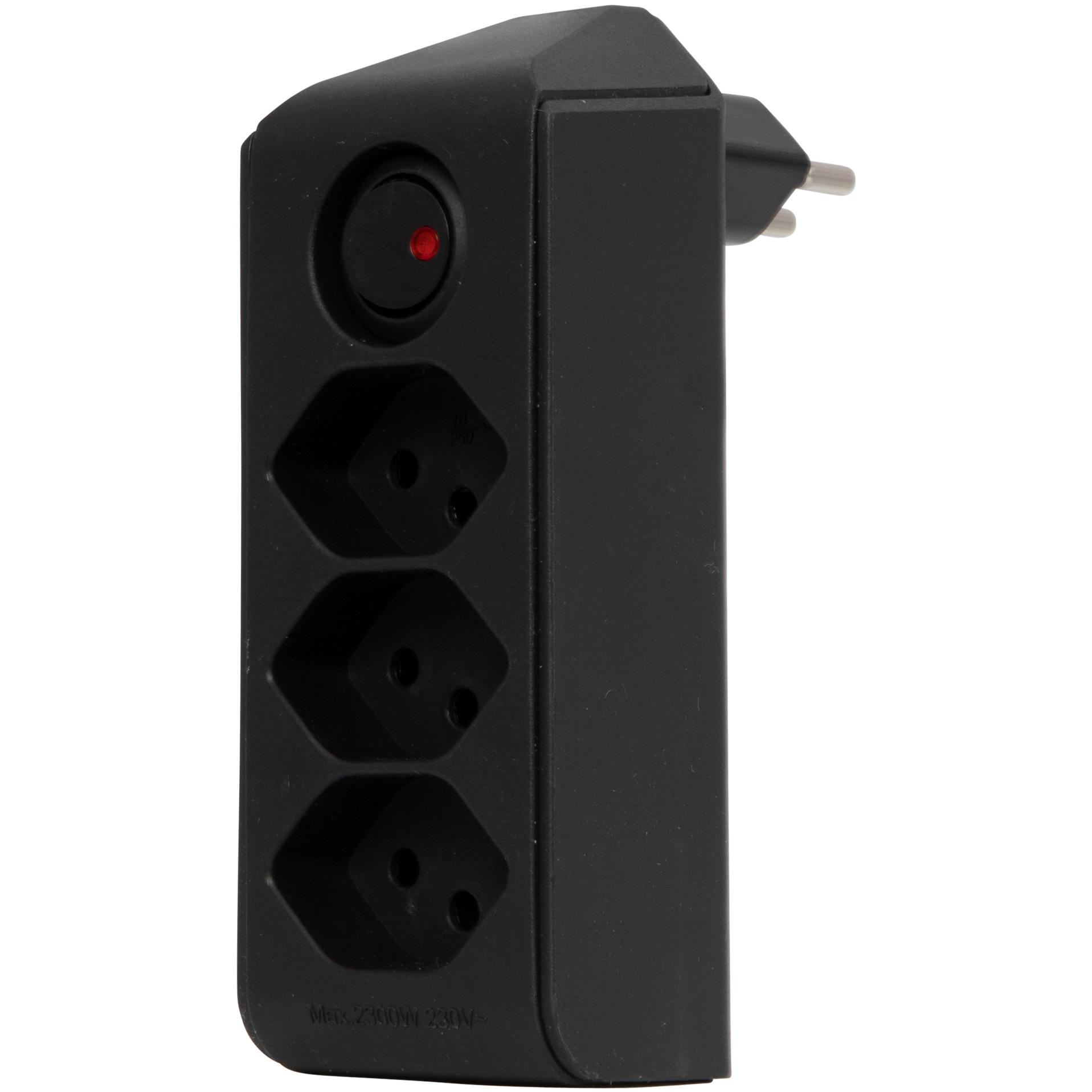 Brennenstuhl, Mehrfachstecker + Abzweigstecker, cleverLINE Abzweigstecker 3-fach schwarz mit Schalter, drehbar bis 300° ...