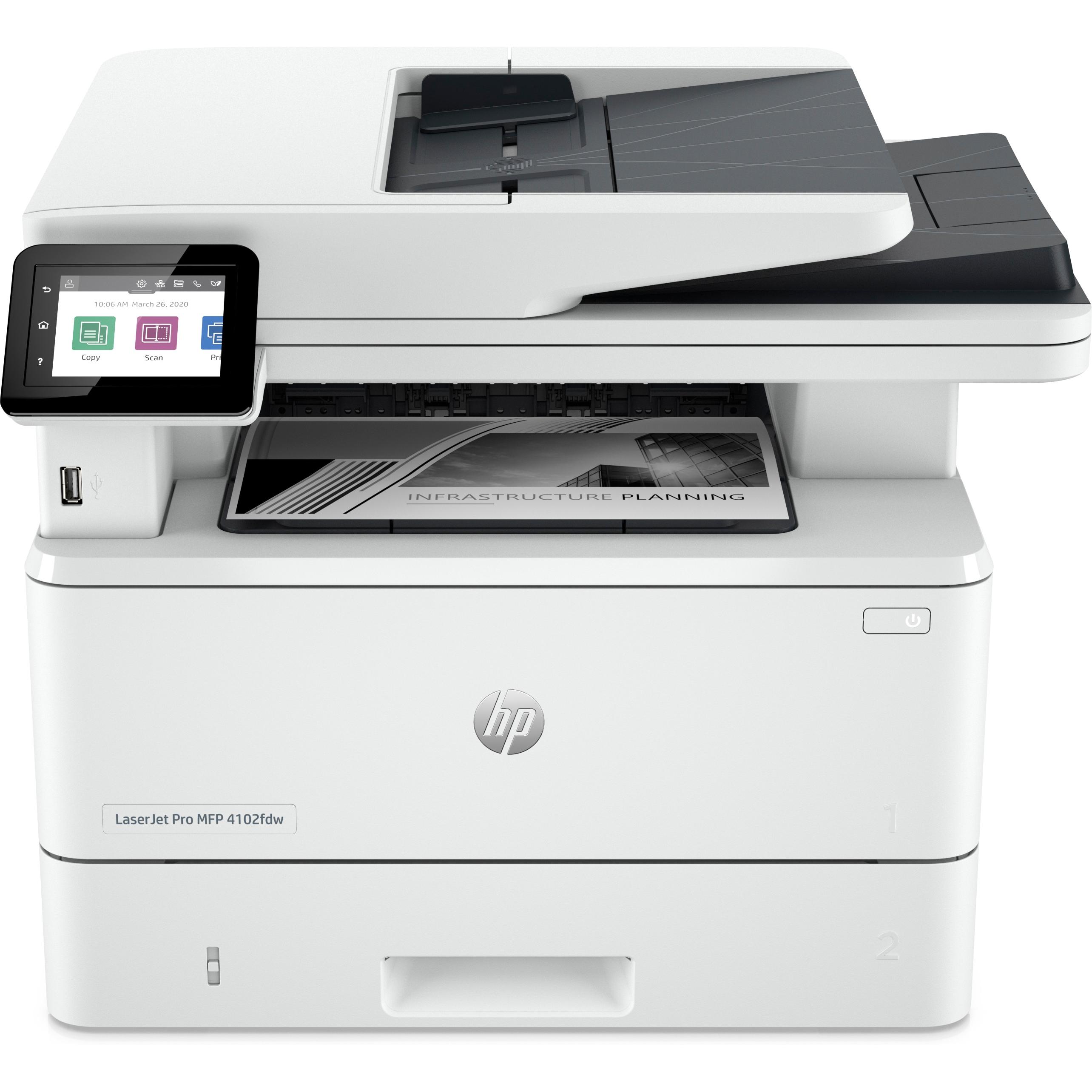 HP LaserJet Pro MFP 4102fdw (Laser, Schwarz-Weiss), Drucker, Weiss
