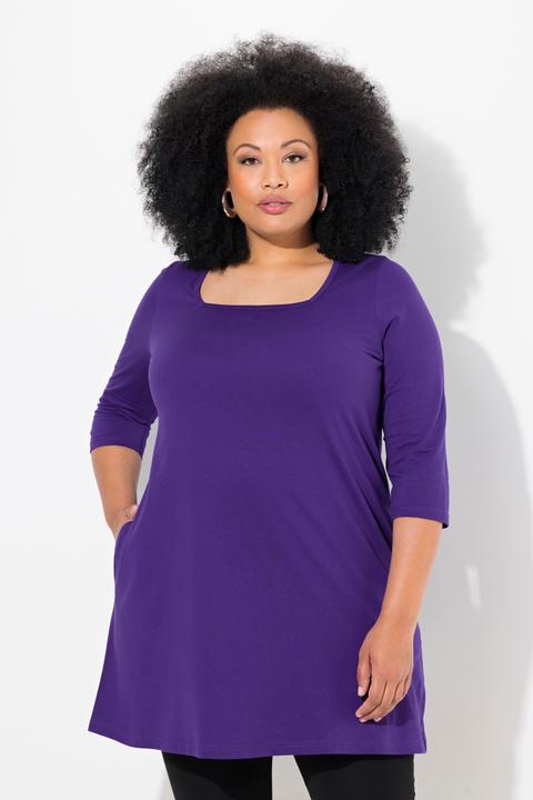 Produktbild Ulla Popken Longshirt, A-Linie, Carré-Ausschnitt, 3/4-Arm (50, 52)