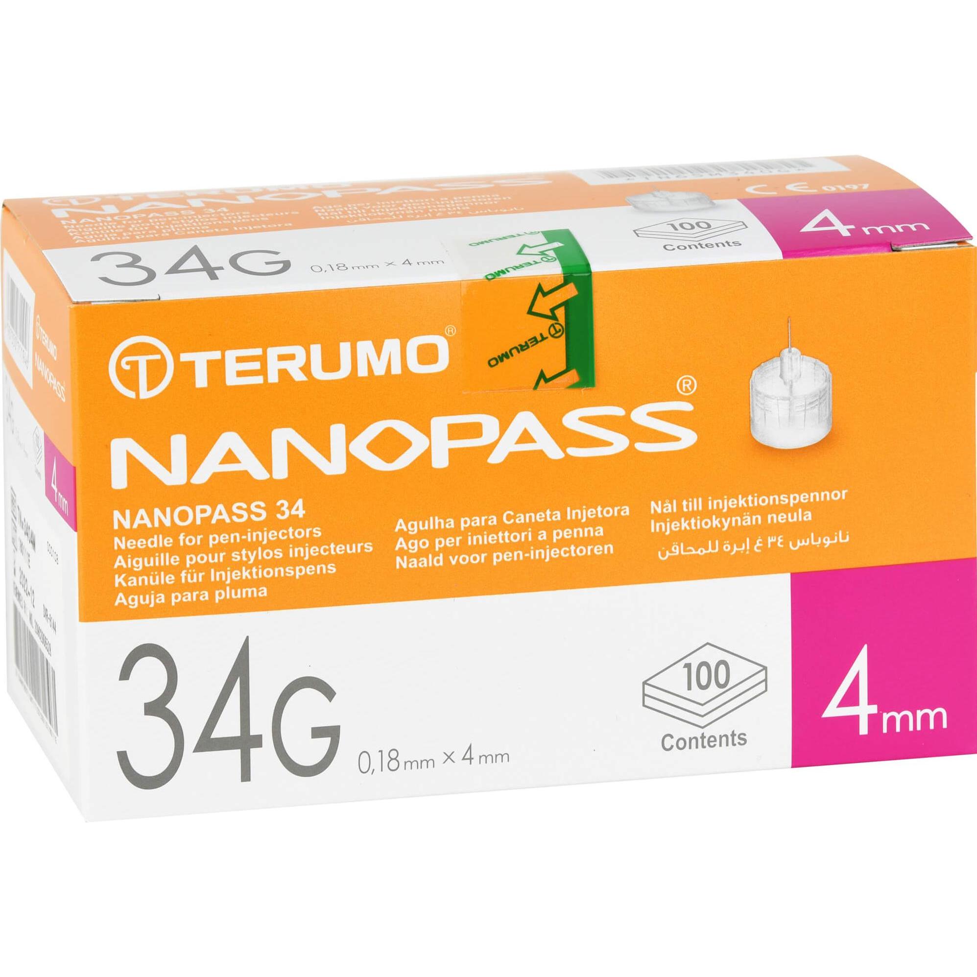 Terumo, Praxisbedarf, NANOPASS 34 Penkanüle 34G 0,18X4mm, 100 St KAN