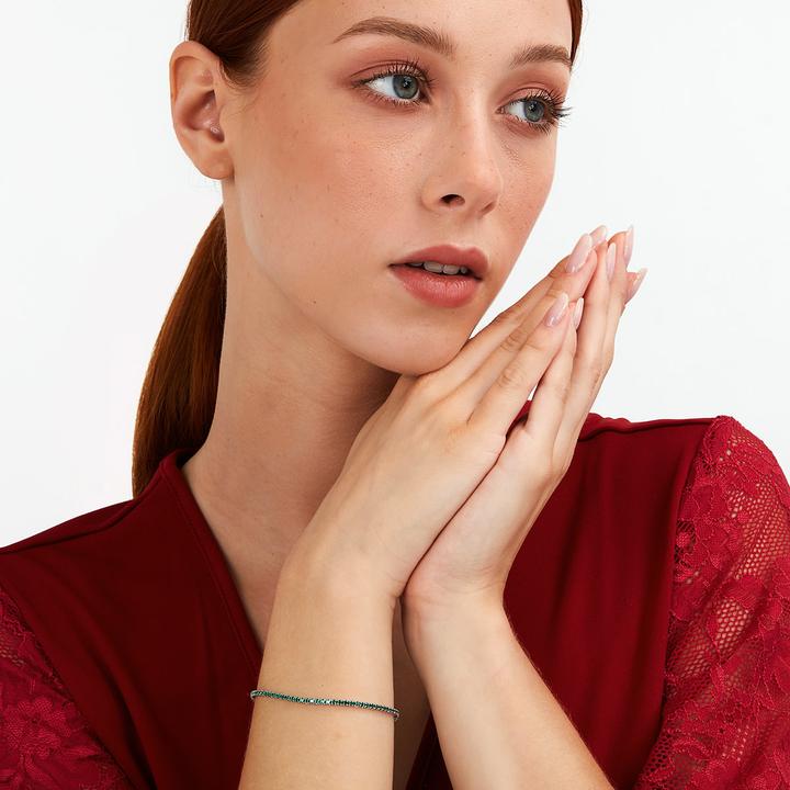 Image du produit La Petite Story Bracelet de tennis en argent avec zircons verts Argent LPS05AWV36 (16 cm, Argent 925)