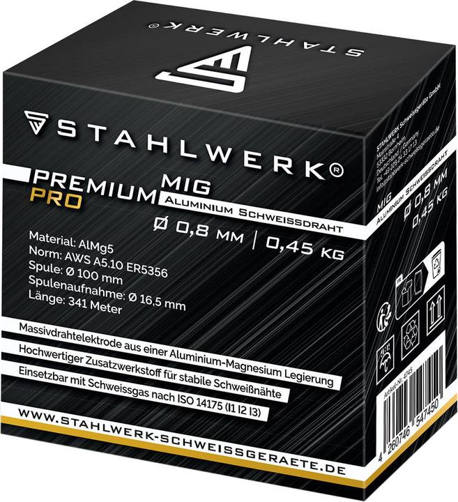 Produktbild Stahlwerk Schweissdraht MIG MAG Aluminium ER5356 AlMg5 0,8 mm 0,45 kg Drahtrolle