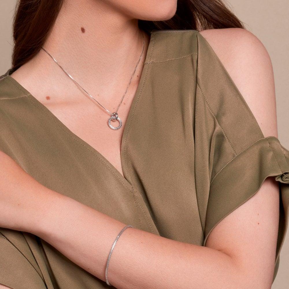 Thumbnail - Hot Diamonds, Halsschmuck, Woven Circle Halskette, (Silber 925, 40 - 45 cm)